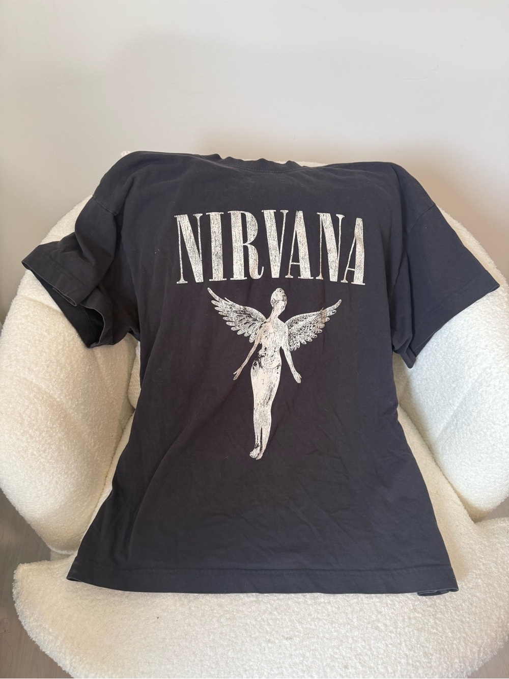 H&M Black Nirvana Graphic Band Tee with White Print